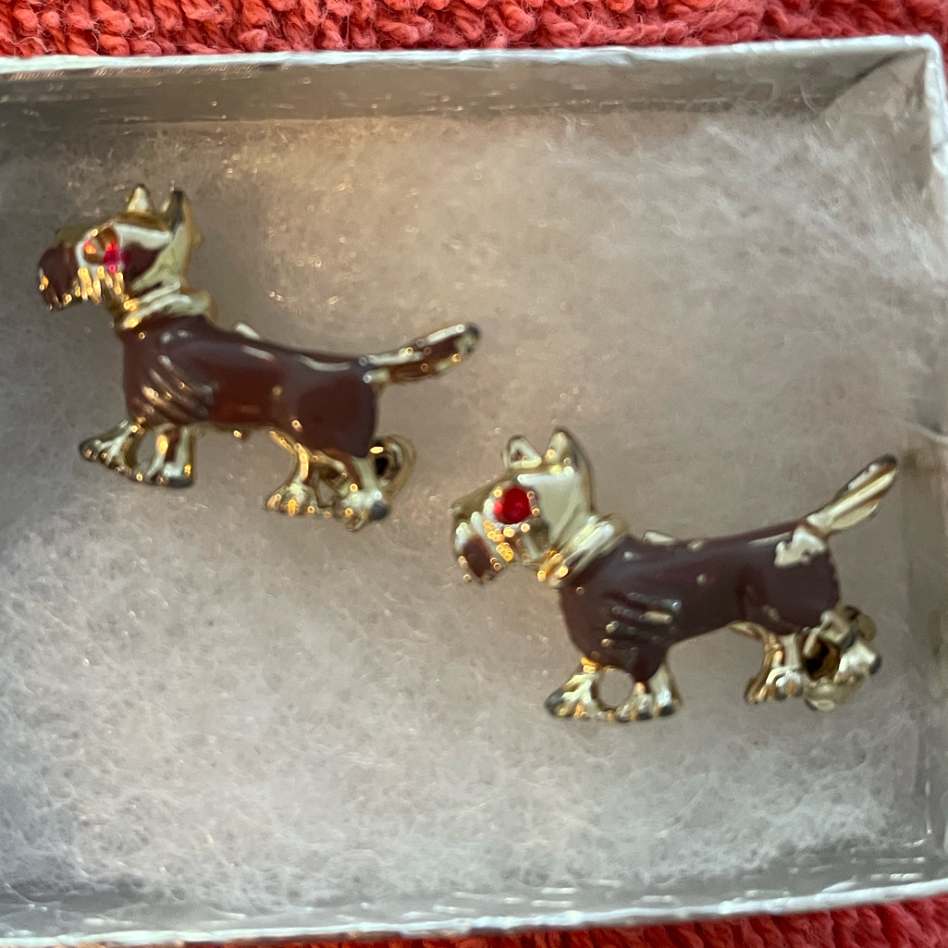 Mcm Mid Century Modern 2 Enameled Scottie Scottish Terrier Dog Pins Brooches